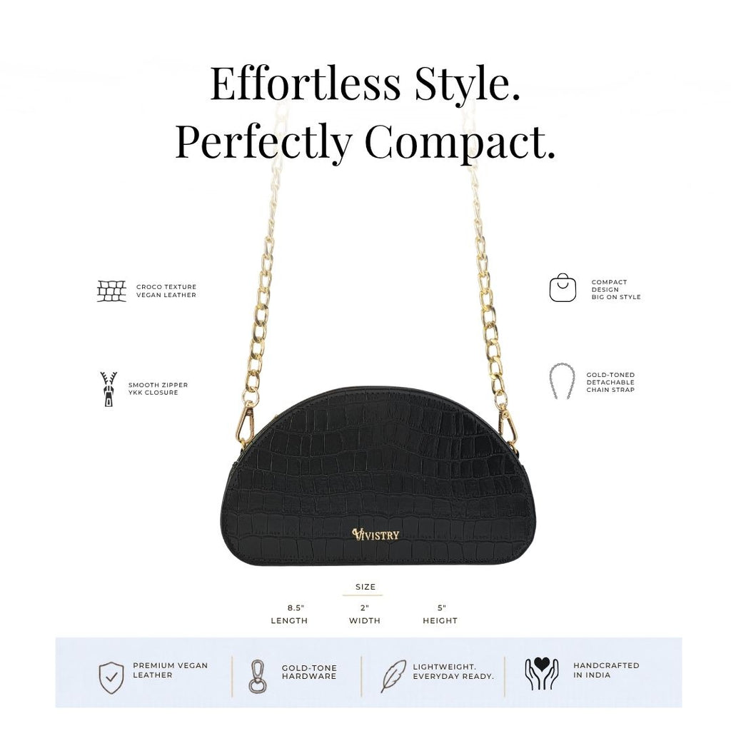 D-Shaped Sling Bag - Raven