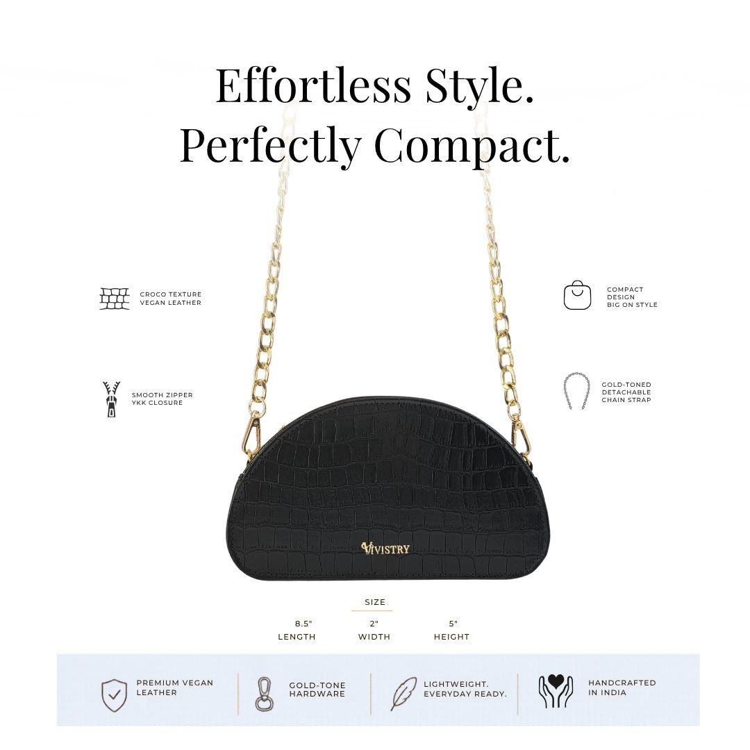 D-Shaped Sling Bag - Raven