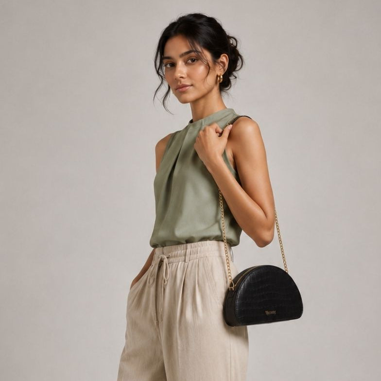 D-Shaped Sling Bag - Raven