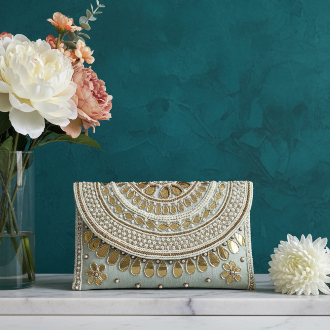 Meher Clutch Bag - Mint Green