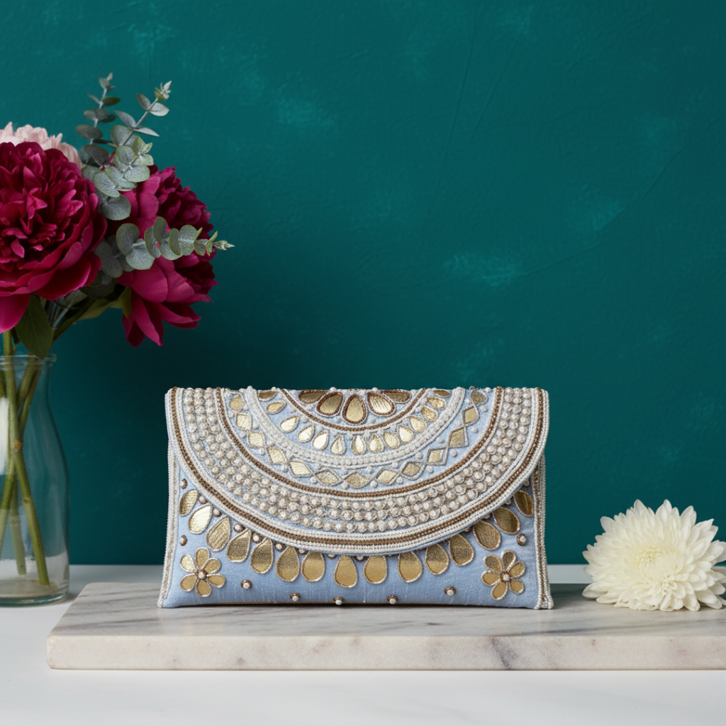 Meher Clutch Bag - Mist Blue