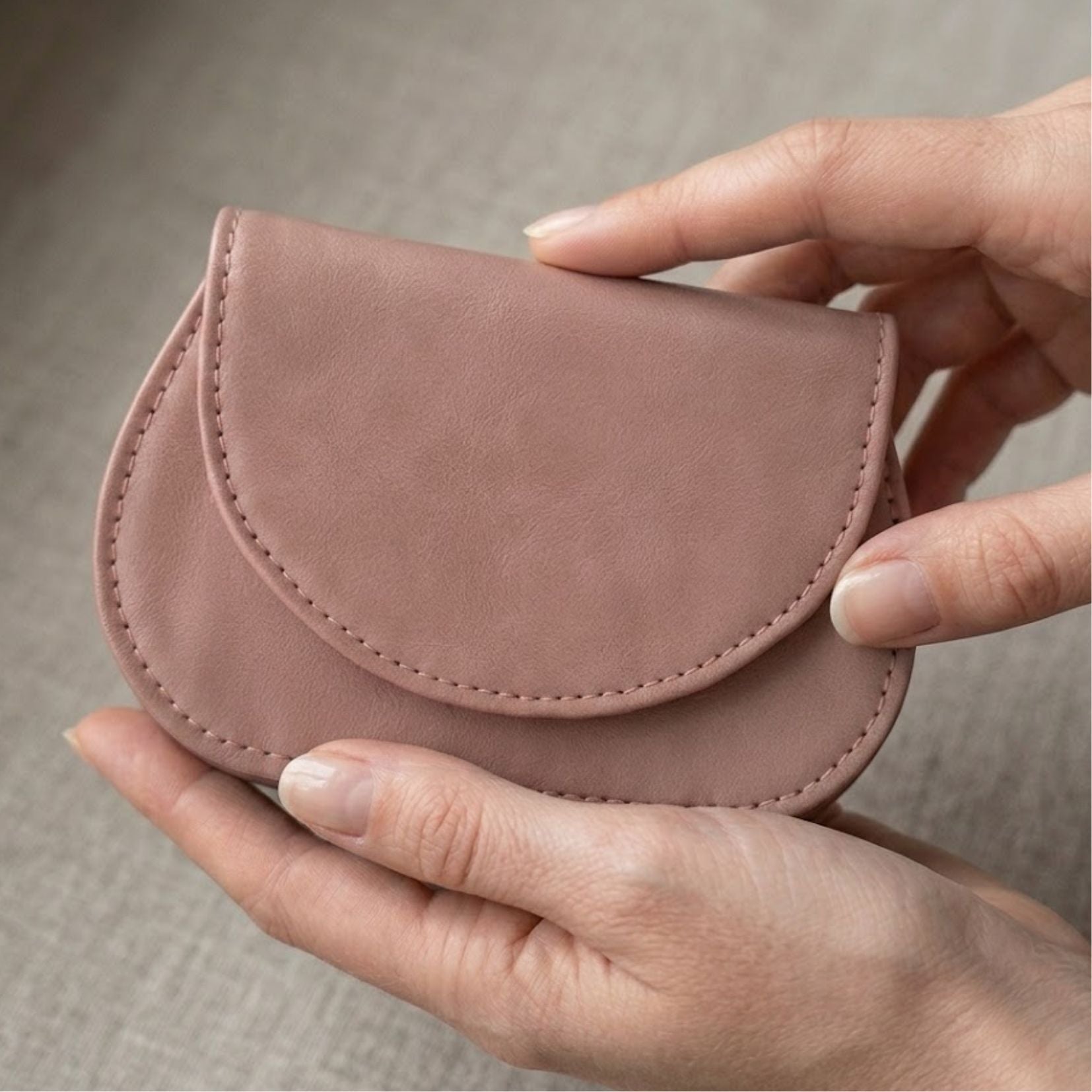 Mini Curvy Flap Wallet – Blush