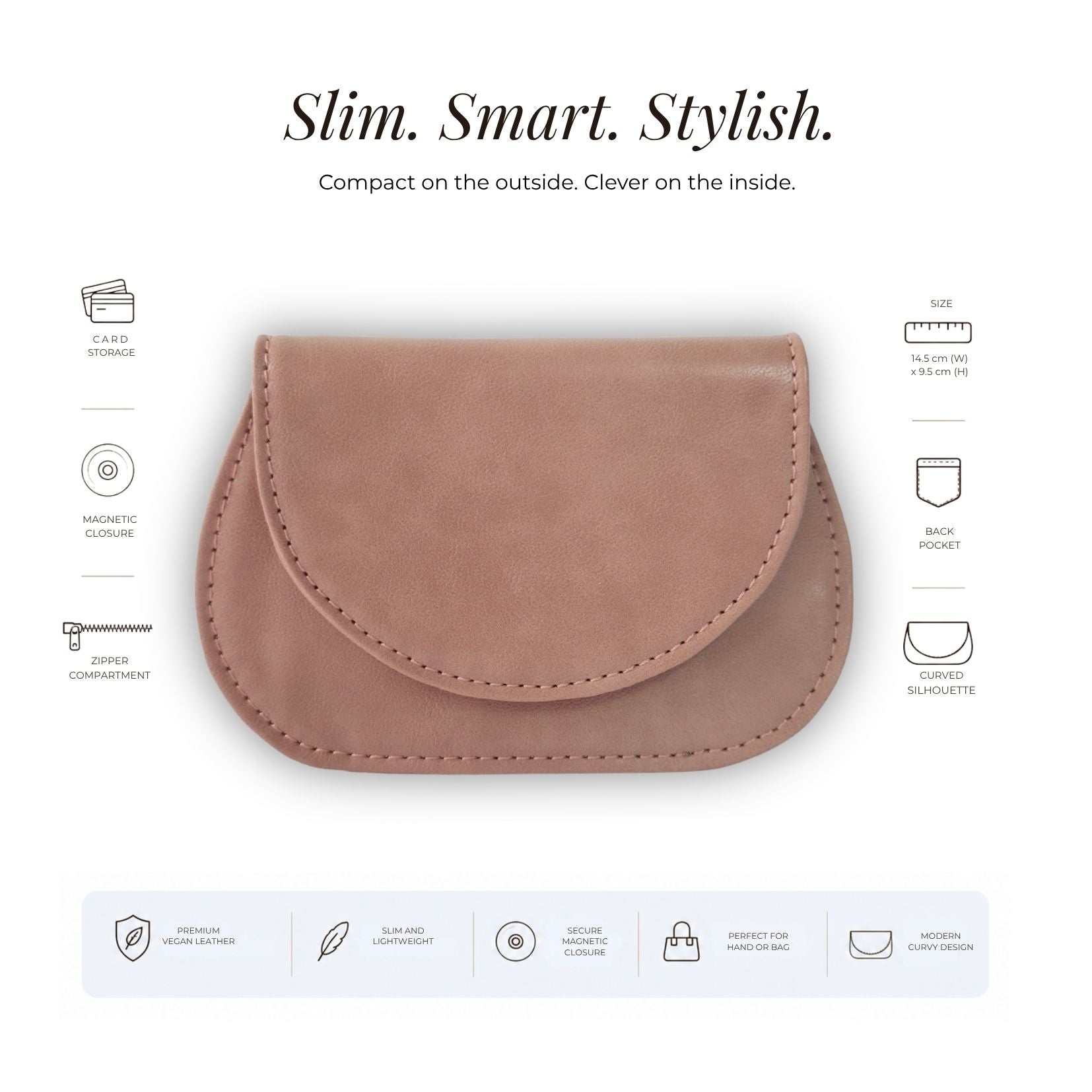 Mini Curvy Flap Wallet – Blush