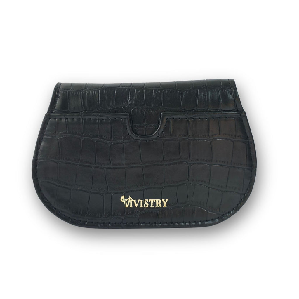 Mini Curvy Flap Wallet – Croco Black