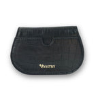 Mini Curvy Flap Wallet – Croco Black
