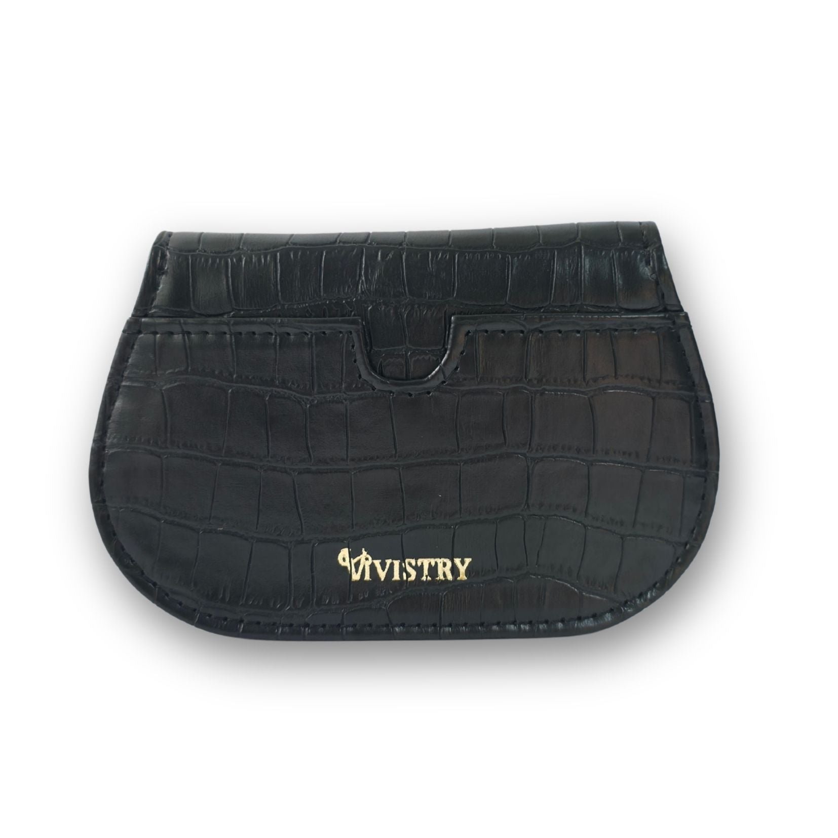 Mini Curvy Flap Wallet – Croco Black