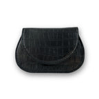 Mini Curvy Flap Wallet – Croco Black