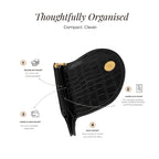 Mini Curvy Flap Wallet – Croco Black