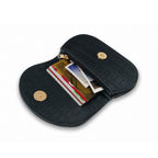 Mini Curvy Flap Wallet – Croco Black
