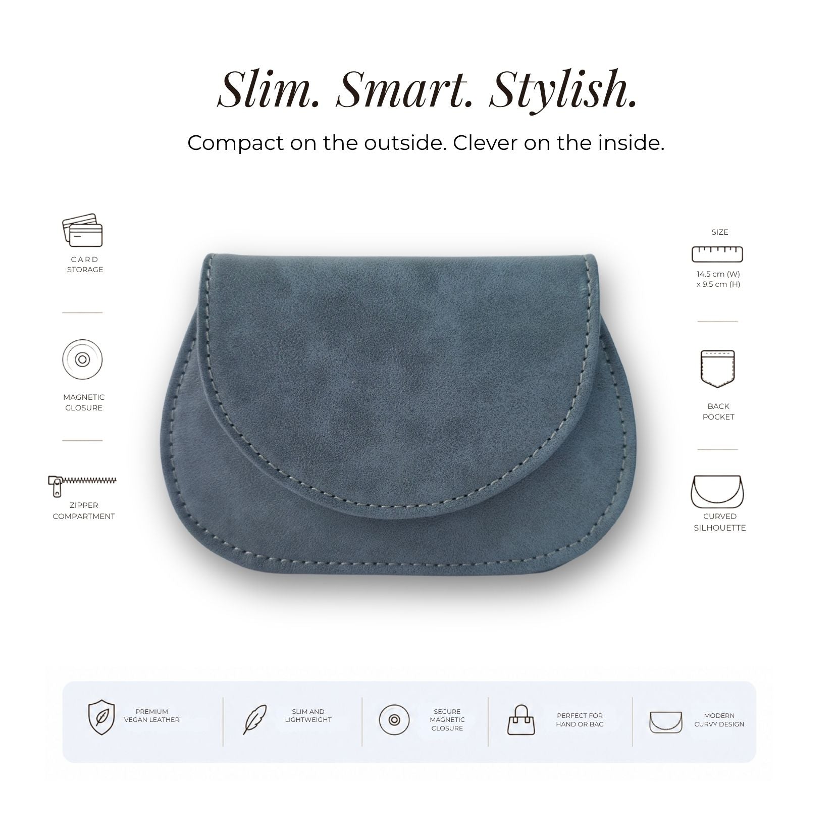 Mini Curvy Flap Wallet – Slate Blue