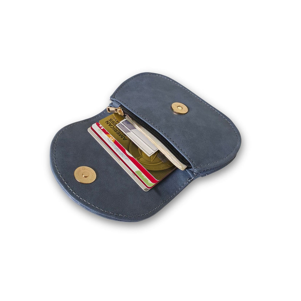 Mini Curvy Flap Wallet – Slate Blue