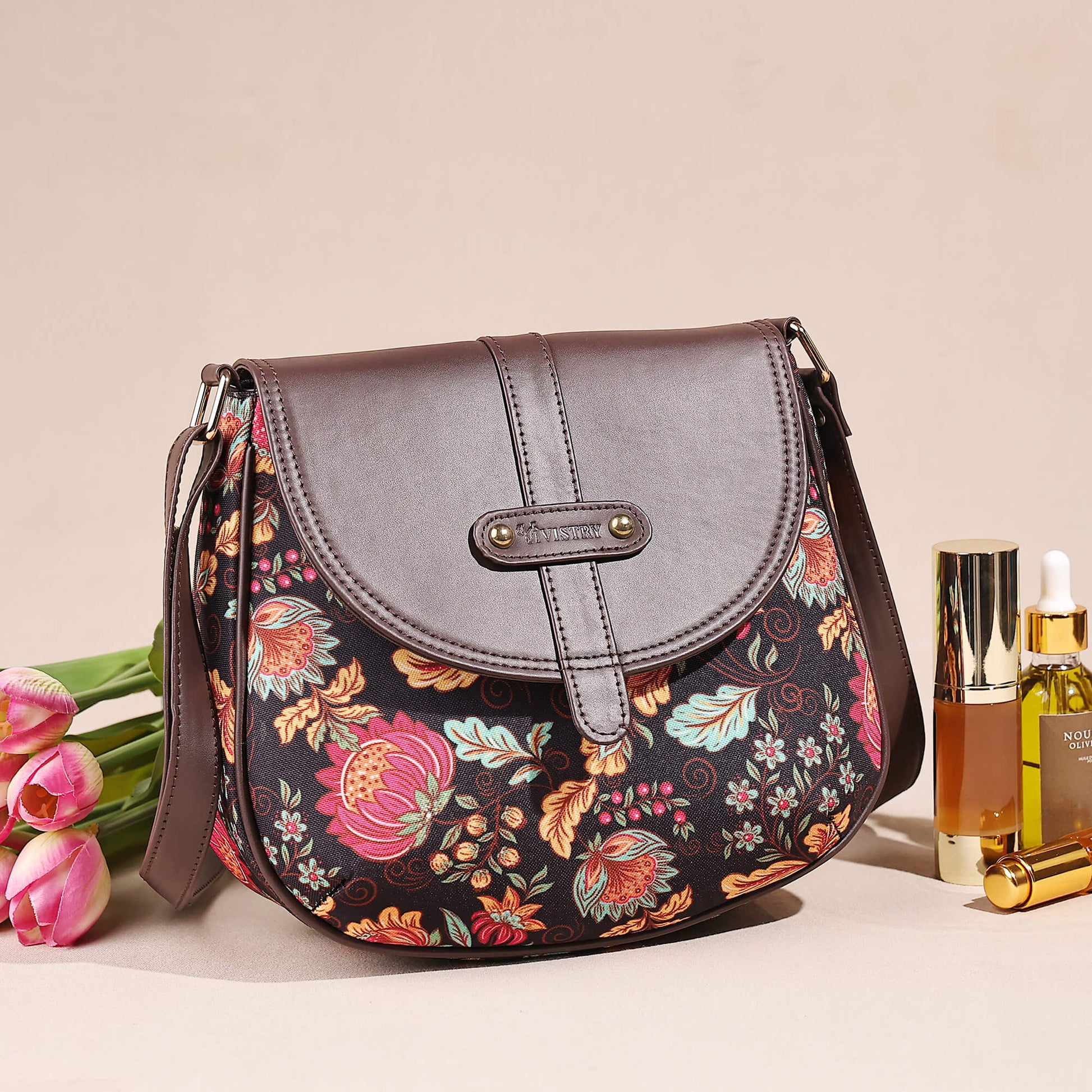 Noir Botanica Saddle Sling Bag - Vivistry