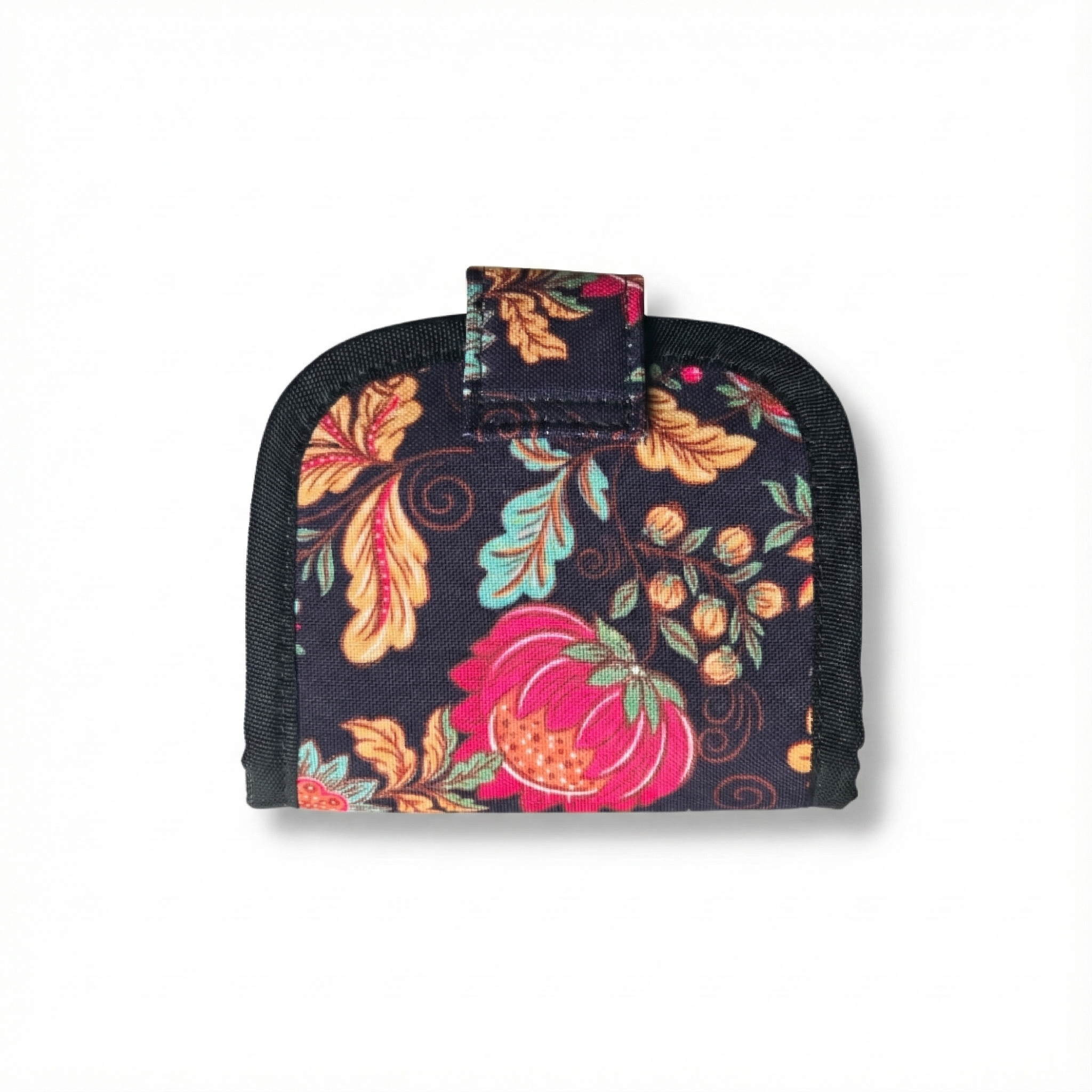 Women Handmade Canvas Compact Foldable Wallet - Noir Botanica