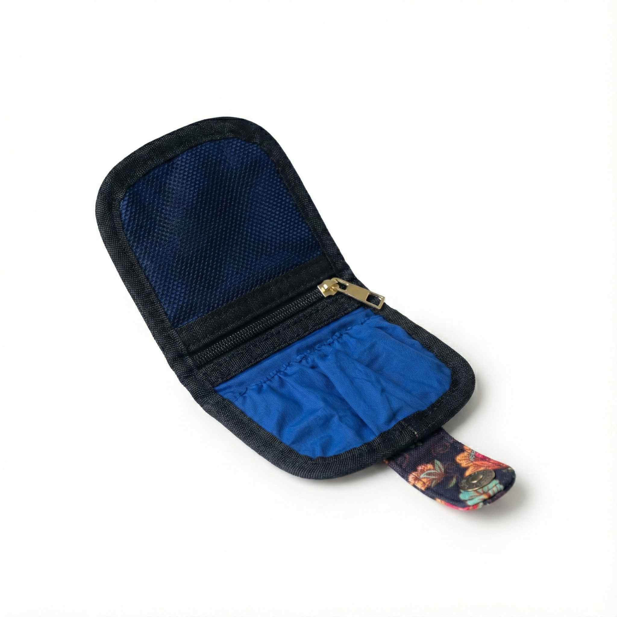 Women Handmade Canvas Compact Foldable Wallet - Noir Botanica