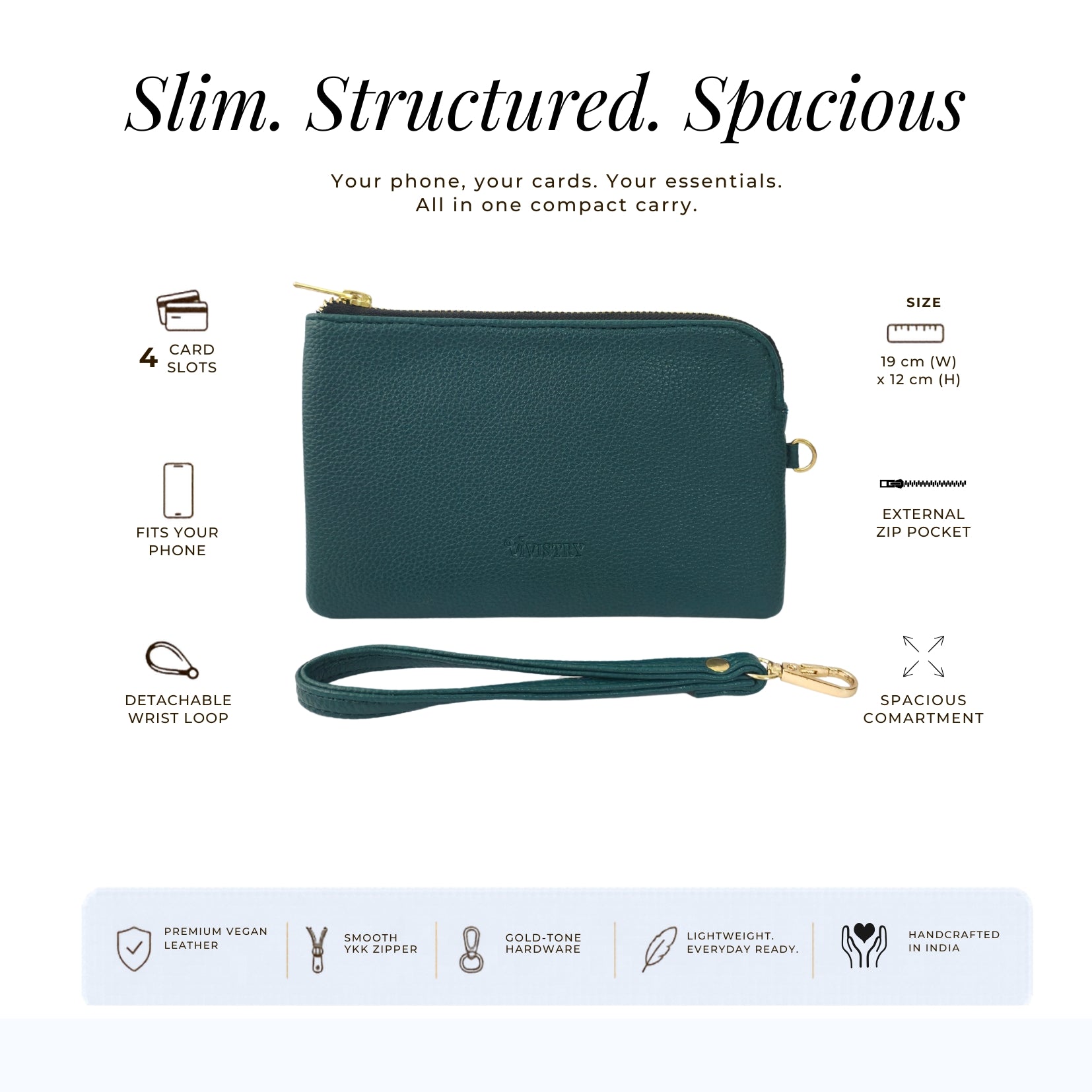 Rover Phone Wallet with Wrist Loop – Cedar Green