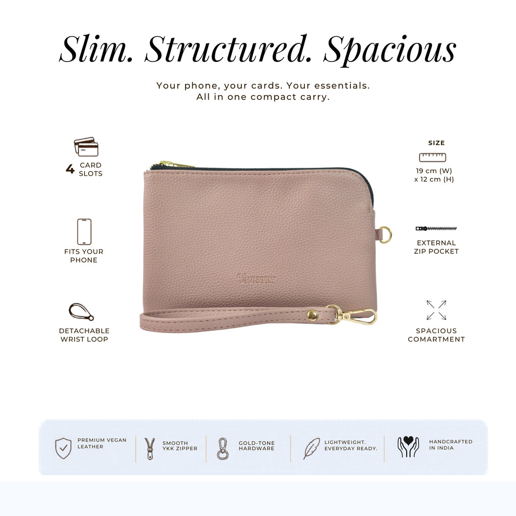 Rover Phone Wallet with Wrist Loop – Rose Quartz