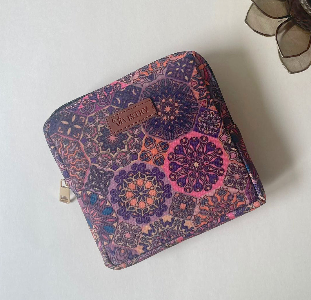 Plum Matrix Essentials Pouch with zipper - Vivistry