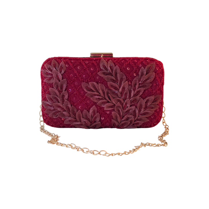 Red_Embroidered_Clutch_Bag_Wedding_Party_Wear_with_handle - Vivistry