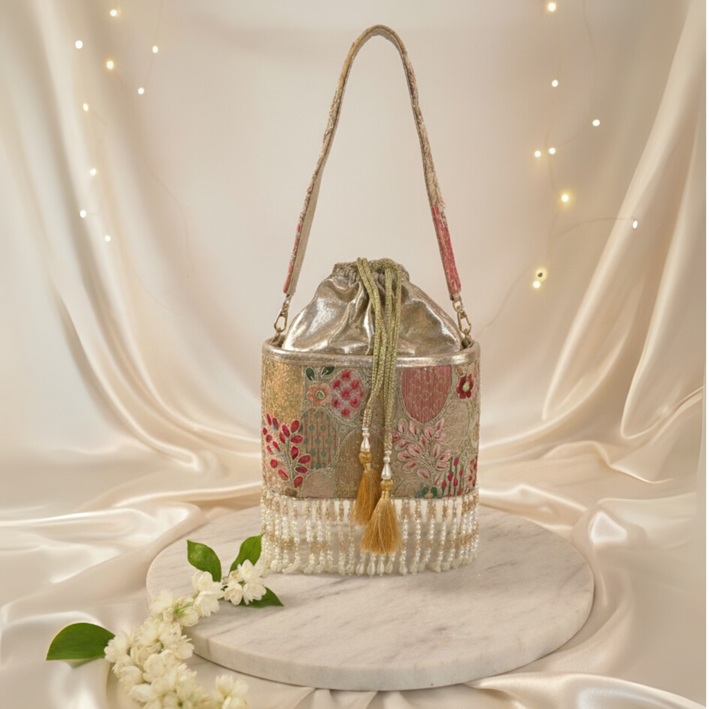 Riwaaz Bucket Potli - Golden Glow