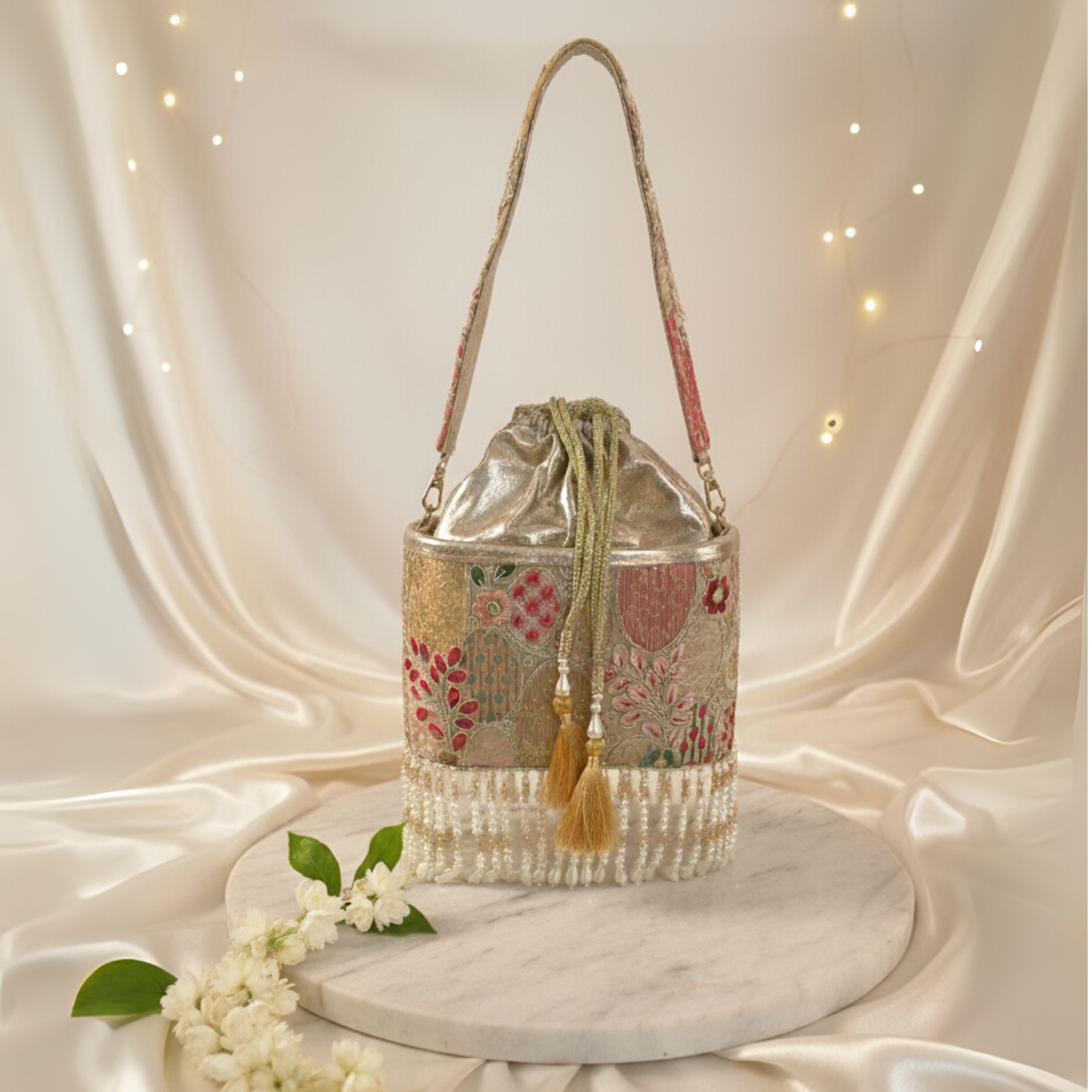 Riwaaz Bucket Potli - Golden Glow