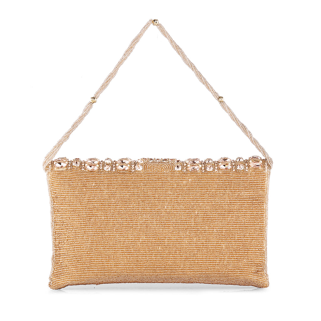 Rose Gleam Crystal Beaded Clutch Bag