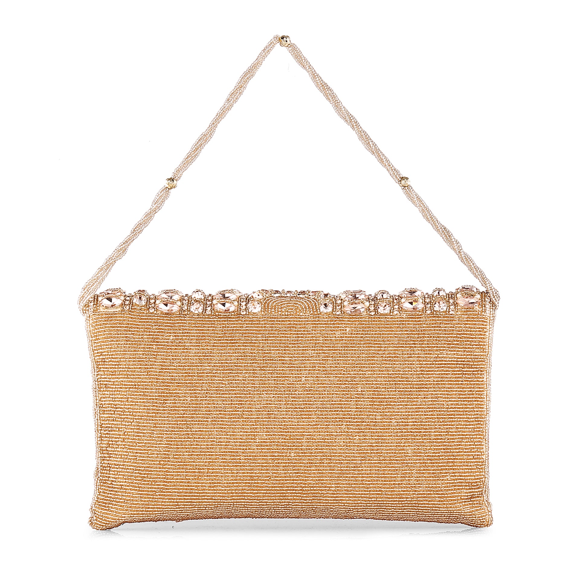 Rose Gleam Crystal Beaded Clutch Bag