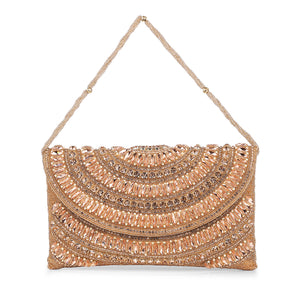 Rose Gleam Crystal Beaded Clutch Bag