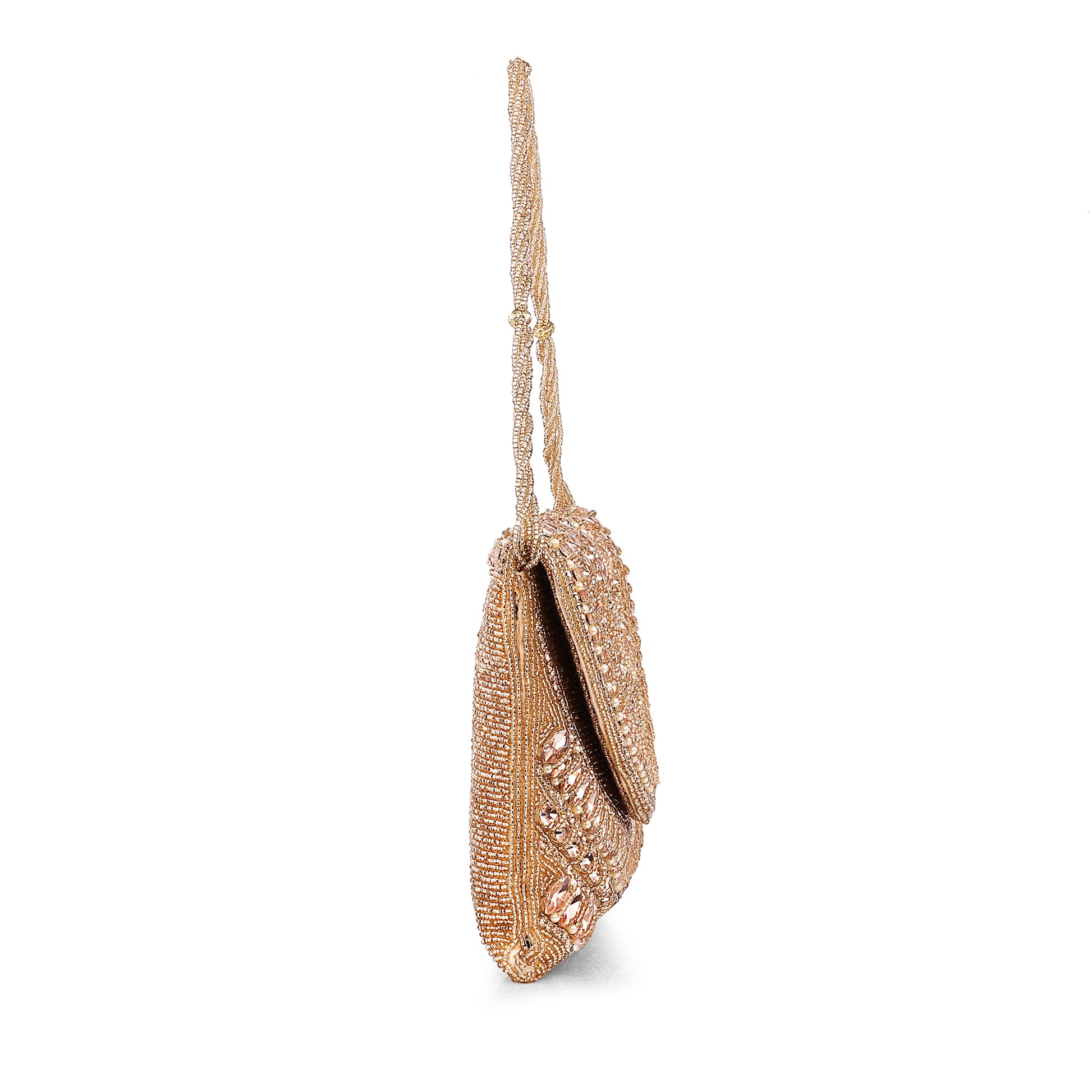 Rose Gleam Crystal Beaded Clutch Bag