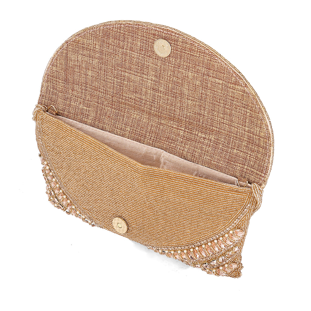 Rose Gleam Crystal Beaded Clutch Bag