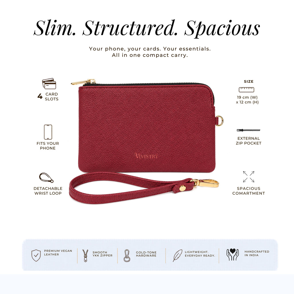 Rover Phone Wallet with Wrist Loop – Wine Berry