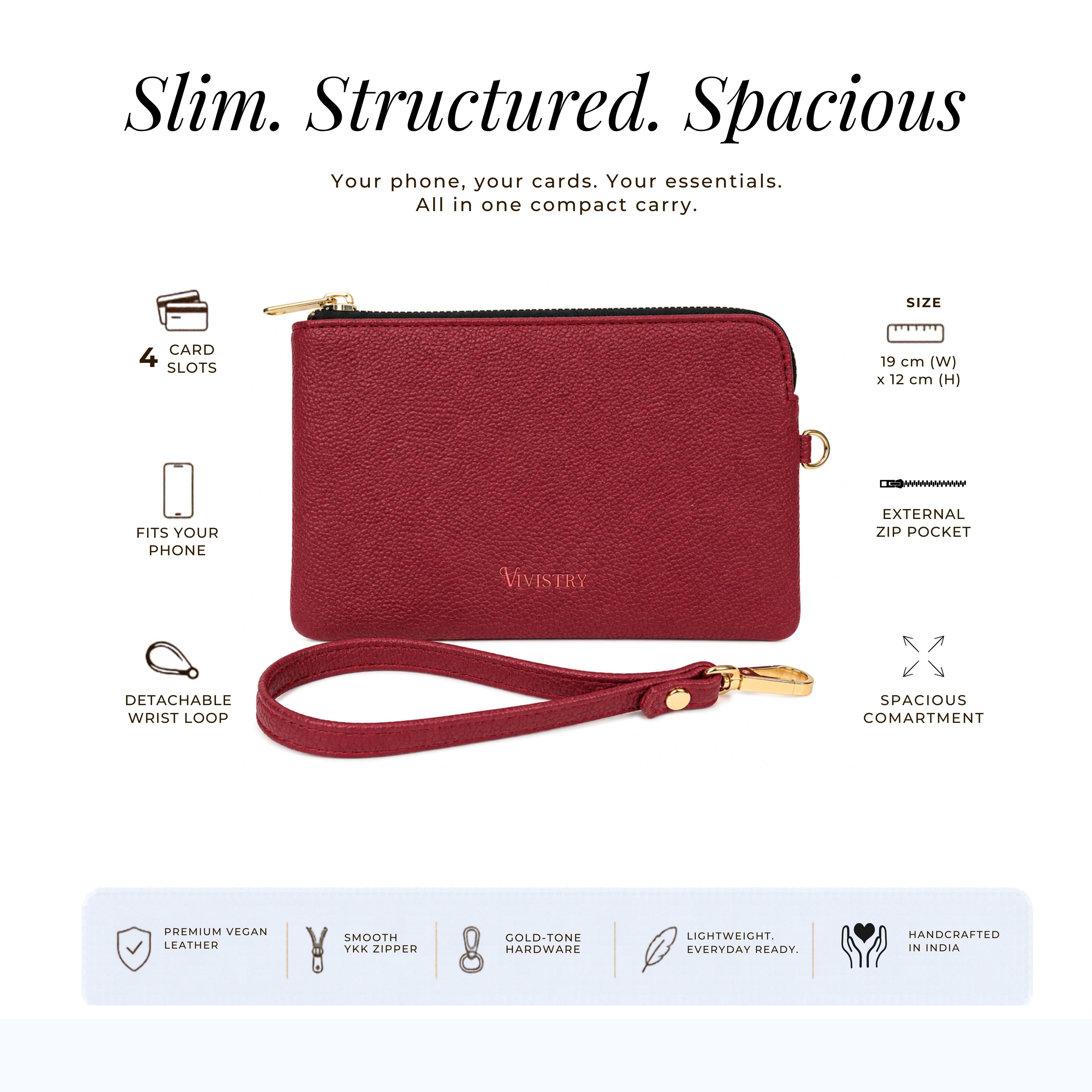 Rover Phone Wallet with Wrist Loop – Wine Berry
