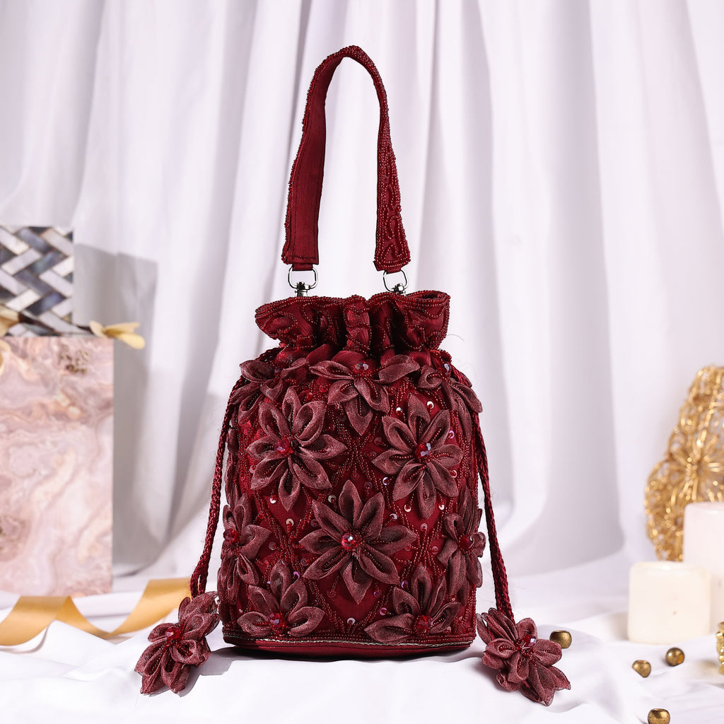 Royale Bloom Potli - Deep Red