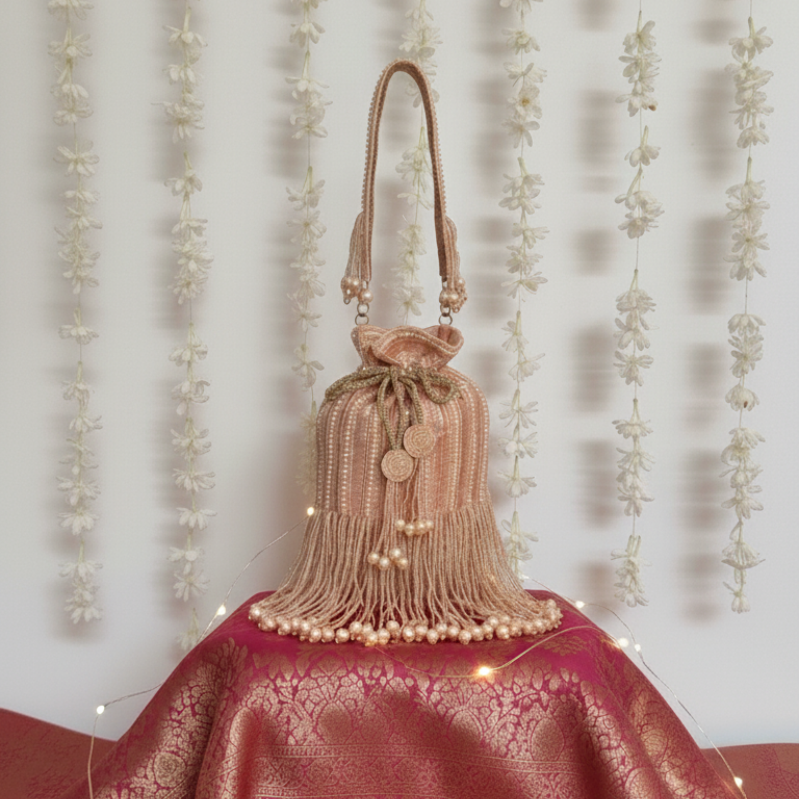 Sajawat Bucket Potli – Rose Gleam