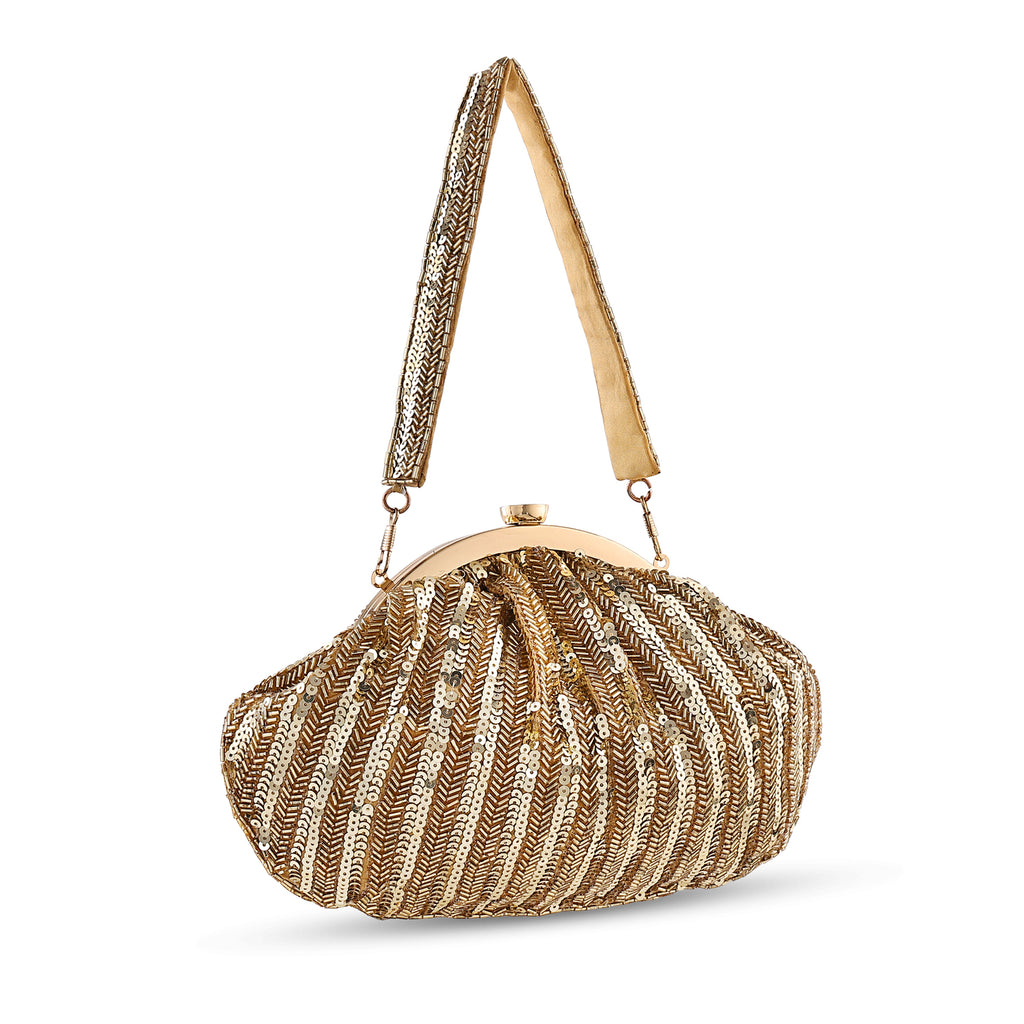 Sequin Bloom Clutch - Golden Mystique