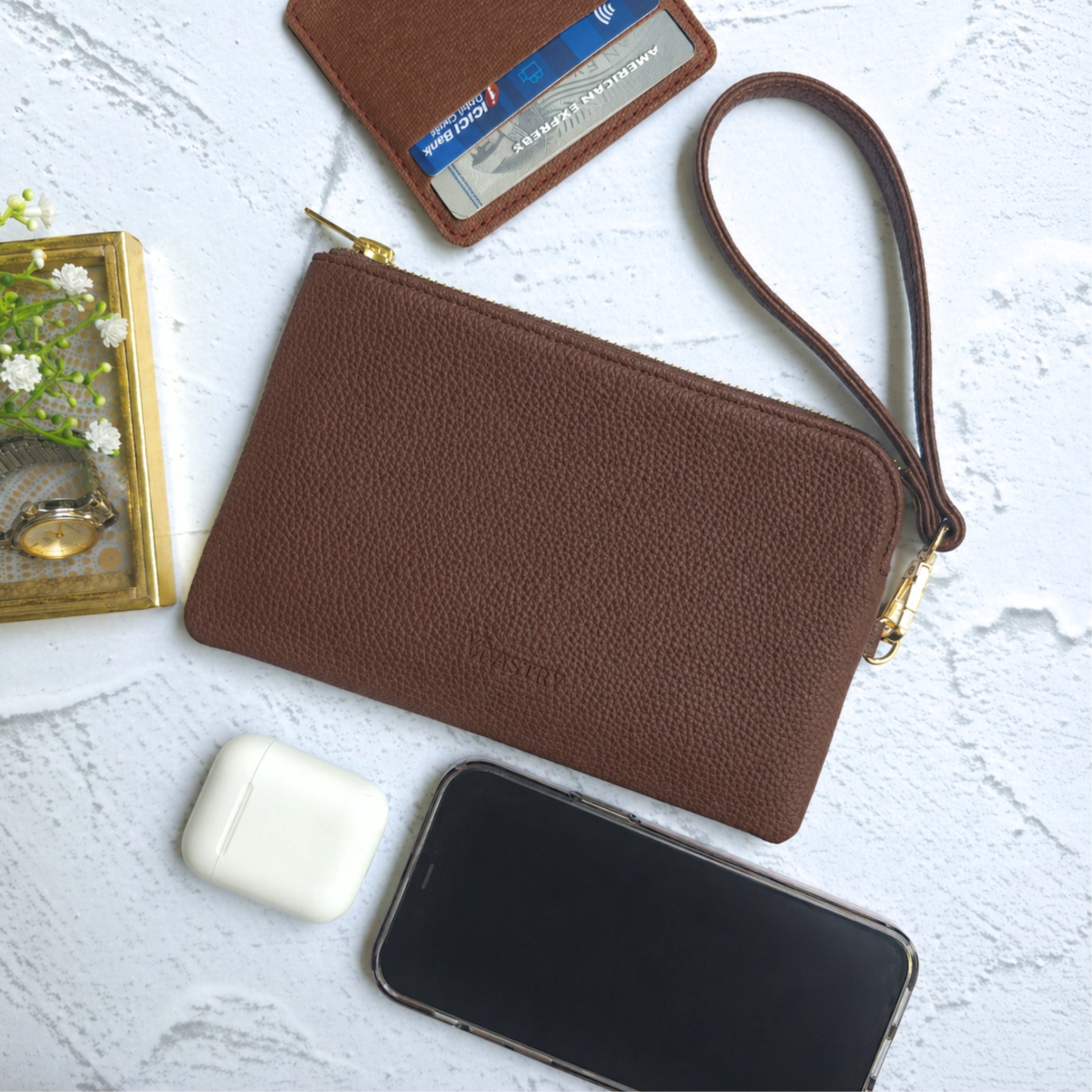 Rover Phone Wallet with Wrist Loop – Cocoa Brown