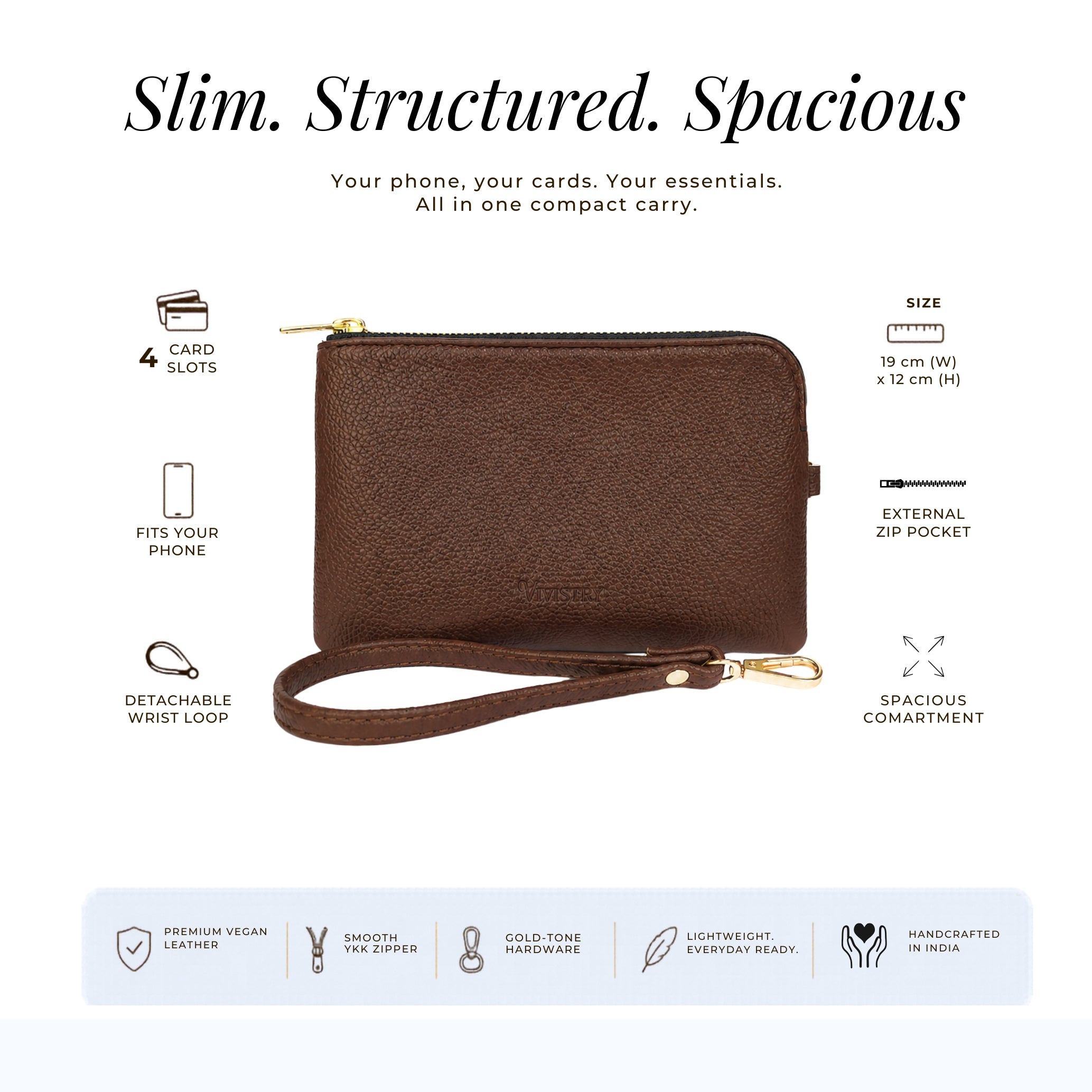 Rover Phone Wallet with Wrist Loop – Cocoa Brown