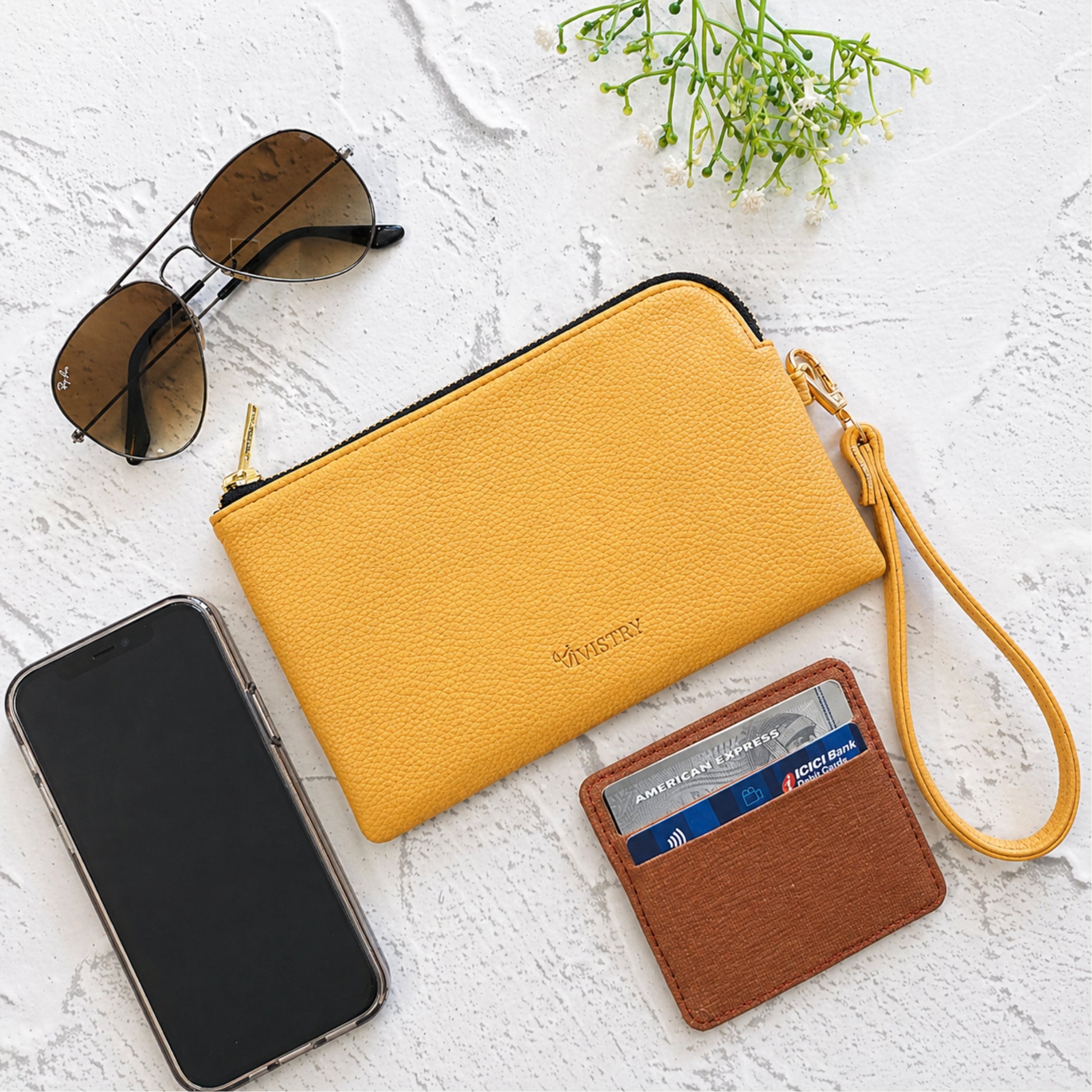 Rover Phone Wallet with Wrist Loop – Mustard Gold