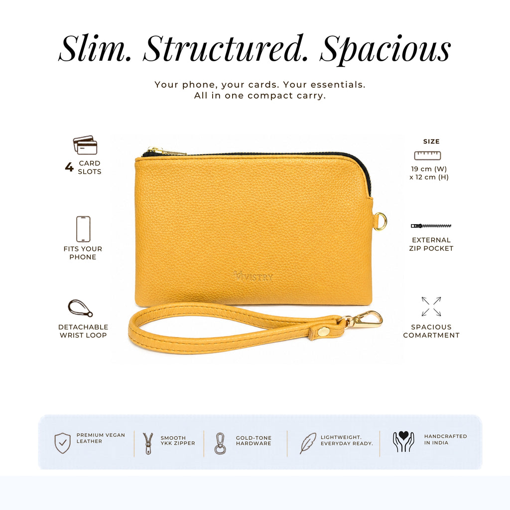 Rover Phone Wallet with Wrist Loop – Mustard Gold
