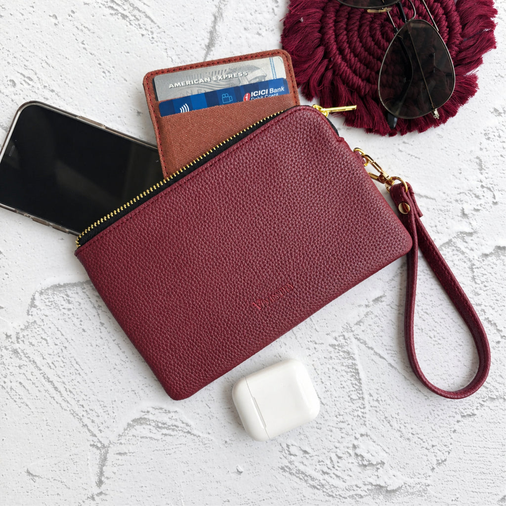 Rover Phone Wallet with Wrist Loop – Wine Berry
