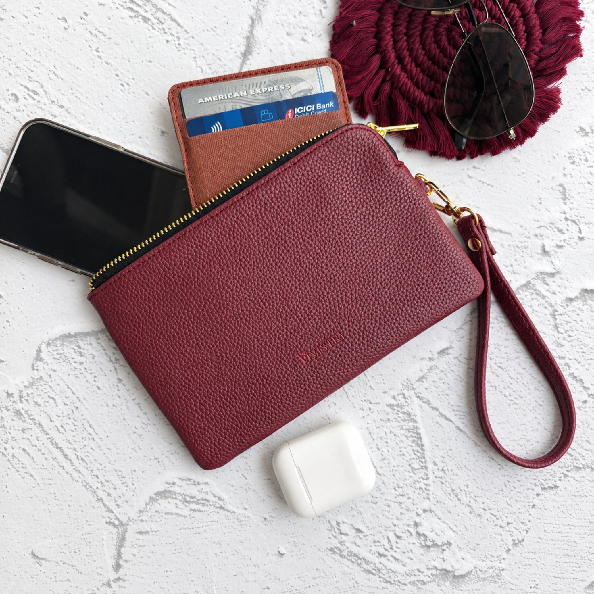Rover Phone Wallet with Wrist Loop – Wine Berry