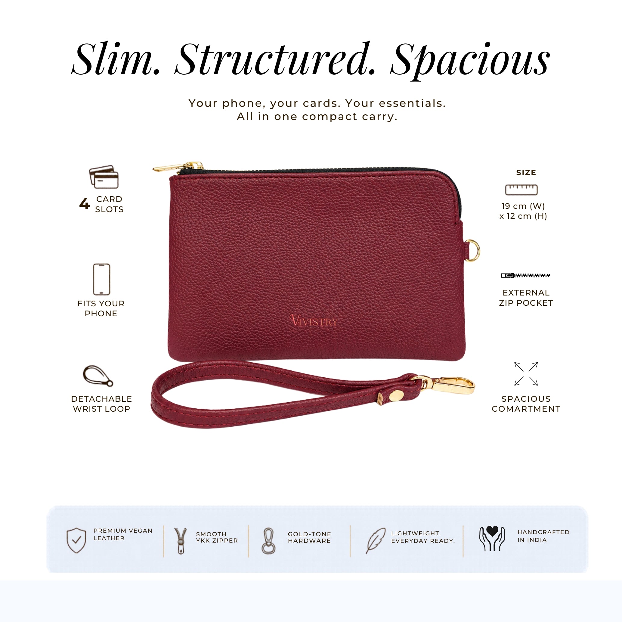 Rover Phone Wallet with Wrist Loop – Wine Berry