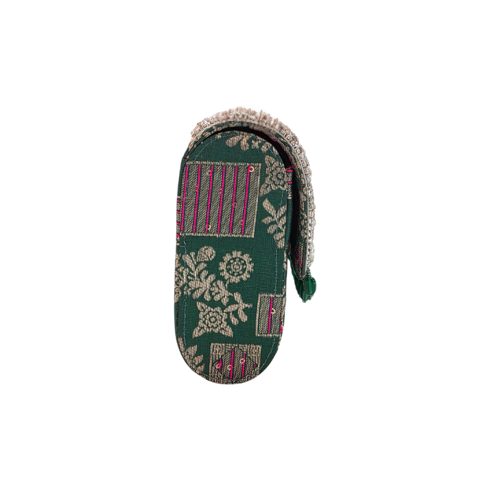 Crystal beaded clutch bag-green - Vivistry