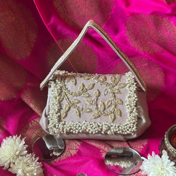 Anya Plush Clutch Silver Glow