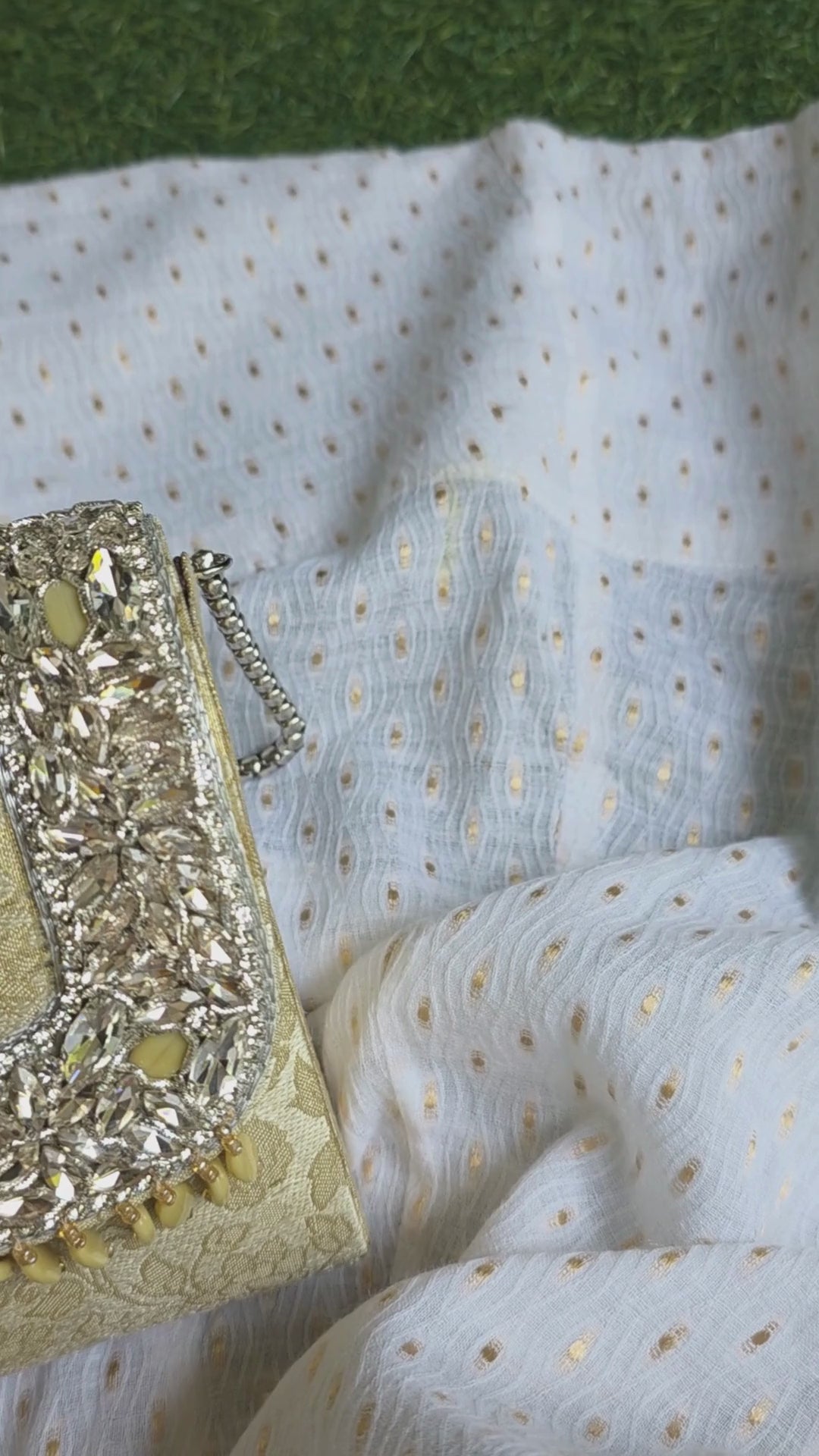 Women Crystal Beaded Clutch & Sling Bag - Ivory Radiance